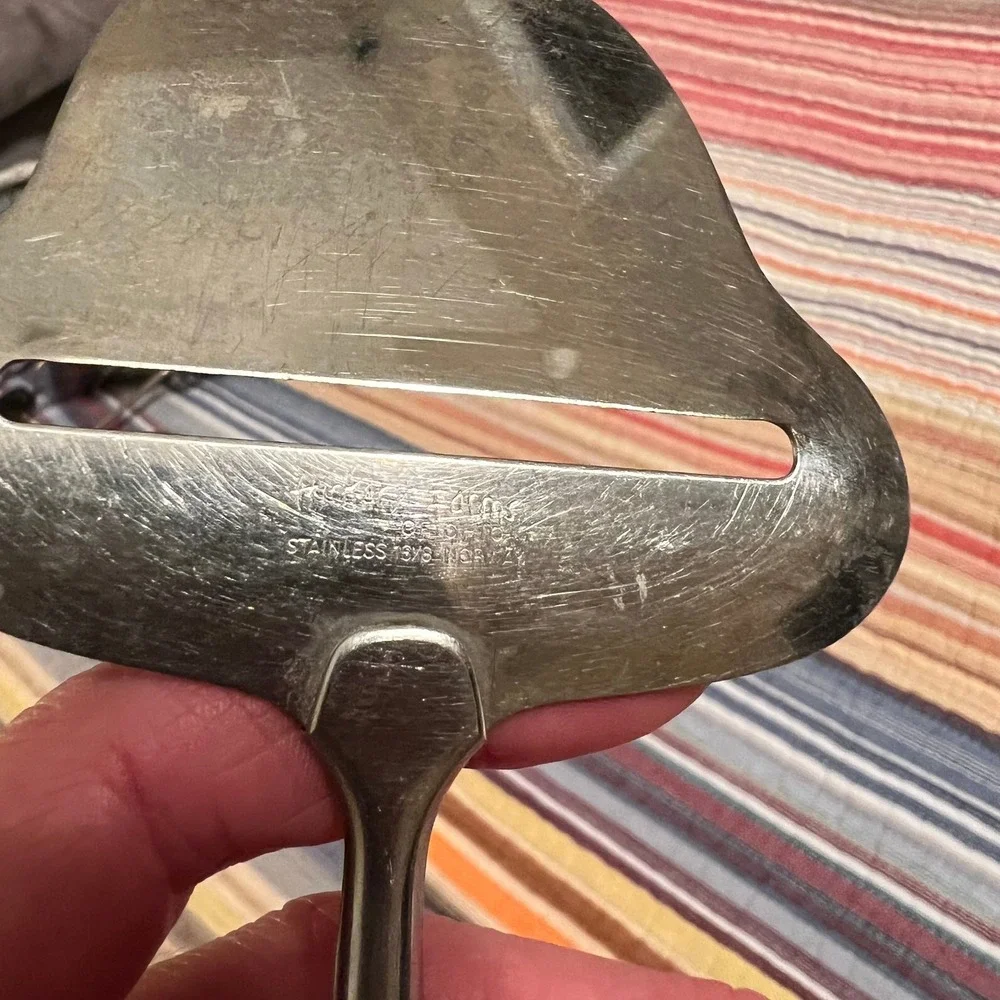 Vintage Stainless Steel Cheese Slicer Cutter Wooden Handle Made in Norway